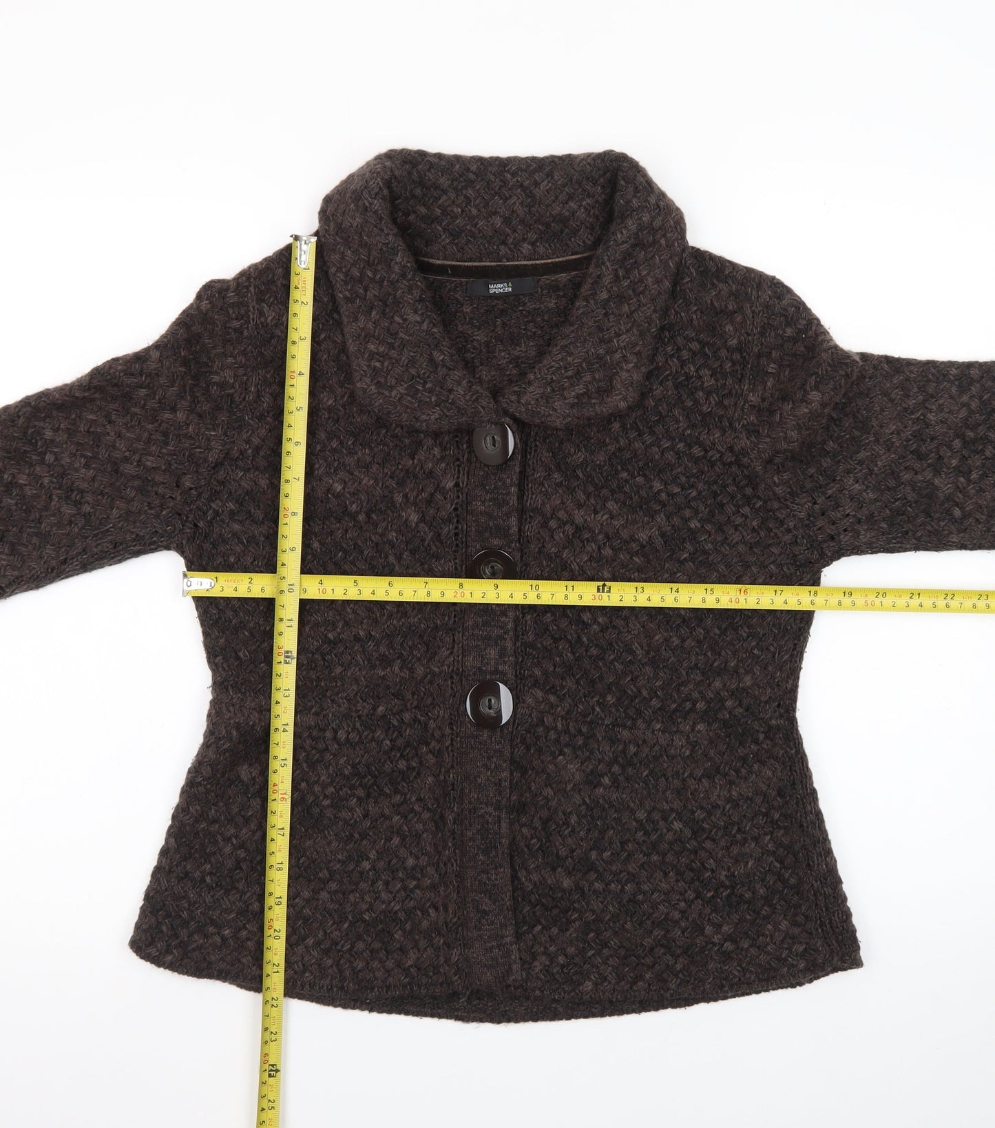 Marks and Spencer Women's Brown Collared Cardigan UK 14