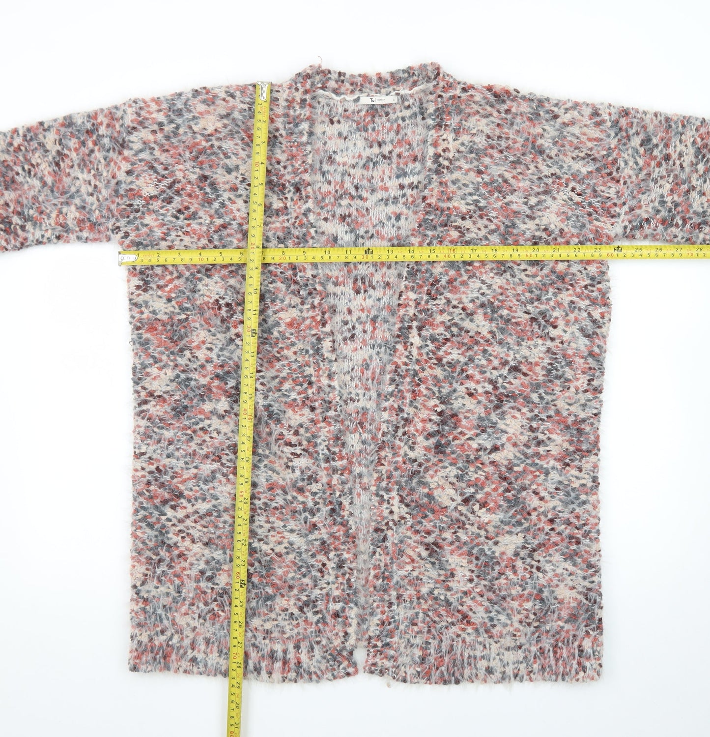 Tu Women Multicoloured Size 12 Chunky Knit Open Cardigan