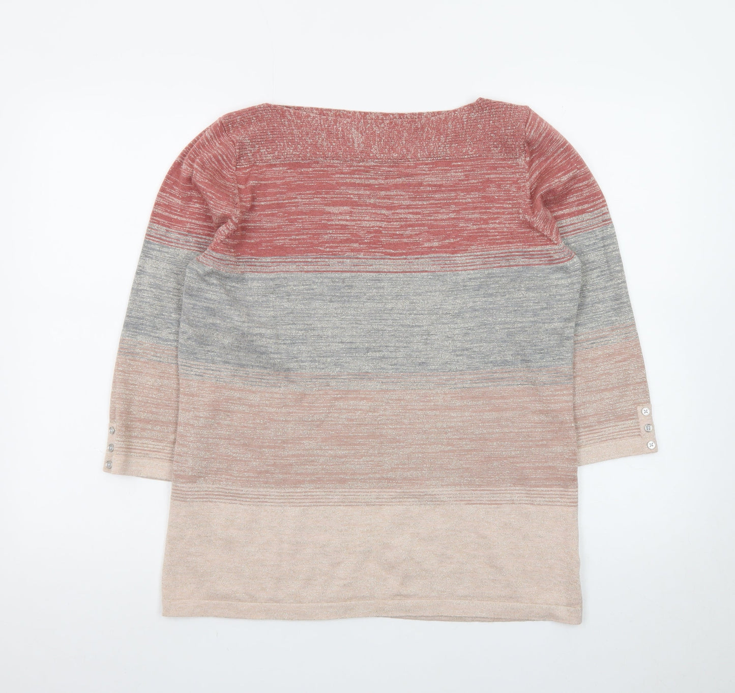 Next Women’s Multicoloured Stripe Knit Jumper UK 16 Boat Neck