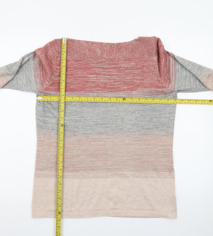 Next Women’s Multicoloured Stripe Knit Jumper UK 16 Boat Neck