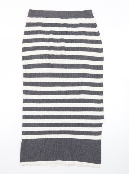 Marks and Spencer Women’s Grey Striped Knit Pencil Midi Skirt S