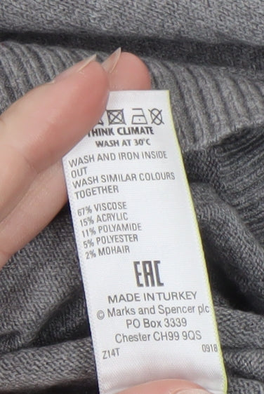 Marks and Spencer Womens Grey Roll Neck Knit Jumper Size L
