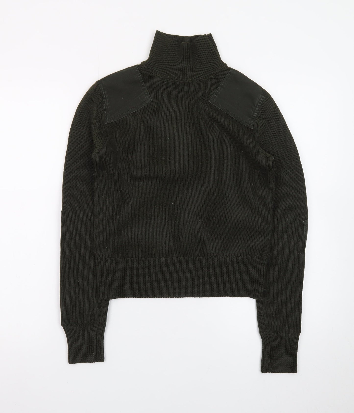 Zara Women Black Roll Neck Cotton Pullover Jumper Size 12