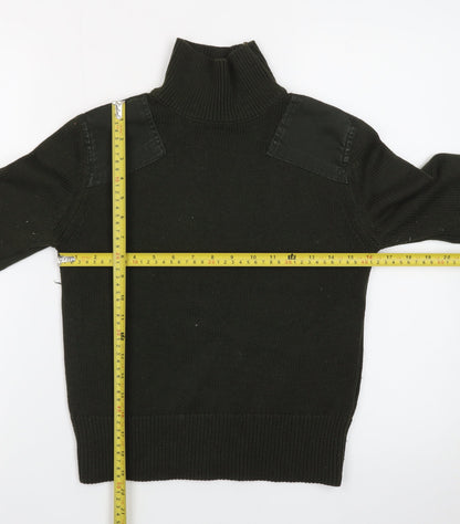 Zara Women Black Roll Neck Cotton Pullover Jumper Size 12