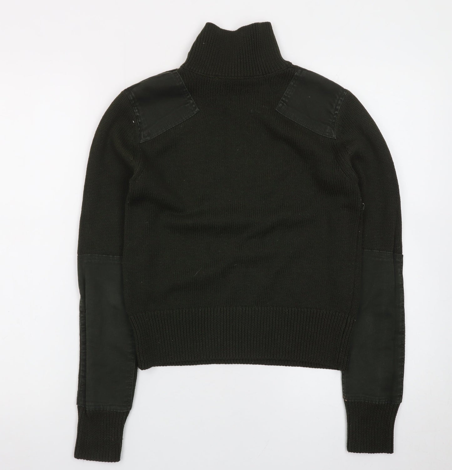 Zara Women Black Roll Neck Cotton Pullover Jumper Size 12