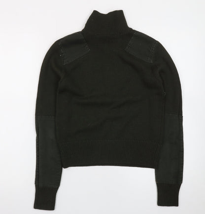Zara Women Black Roll Neck Cotton Pullover Jumper Size 12