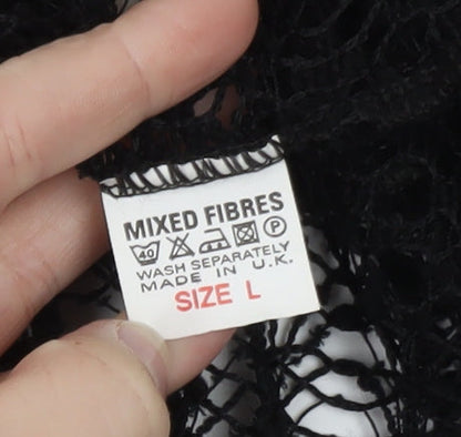 Etén Women’s Black Open Knit Sequin Crochet Cardigan Size L