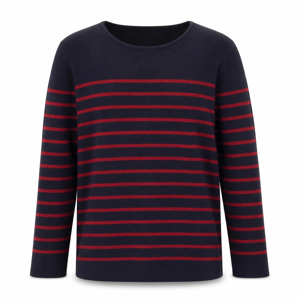 Kirkland Signature Men's Navy Red Striped Pullover Jumper L