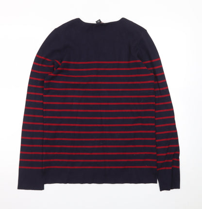 Kirkland Signature Men's Navy Red Striped Pullover Jumper L