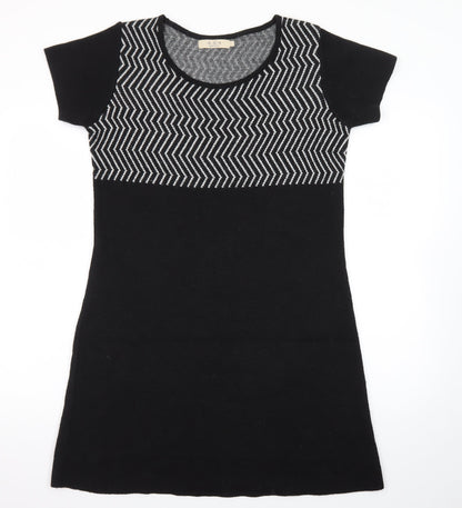A. IDA Women Black Knee Length Knit Shift Dress L