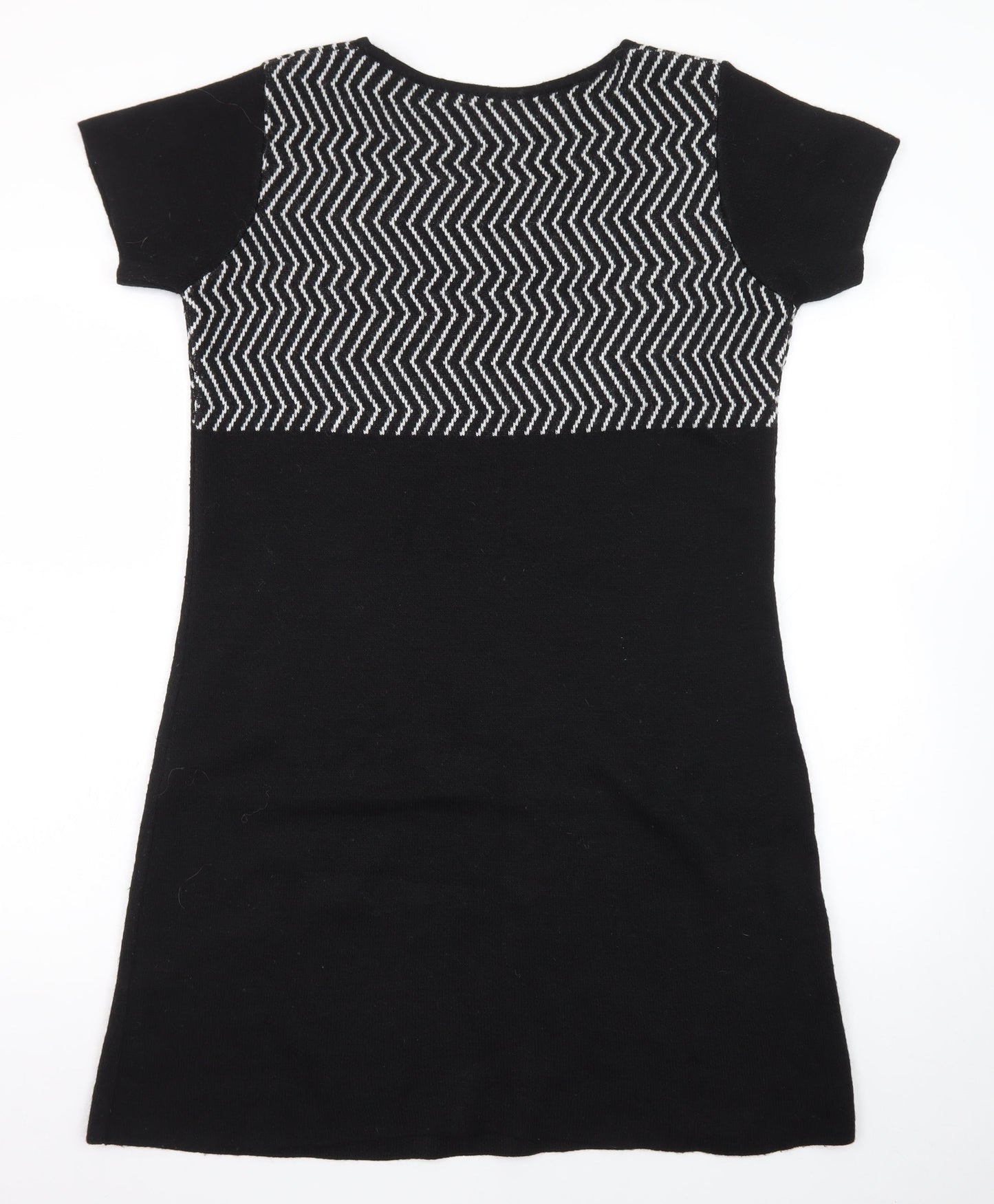A. IDA Women Black Knee Length Knit Shift Dress L