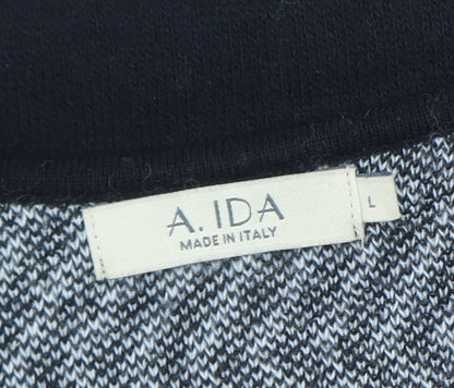 A. IDA Women Black Knee Length Knit Shift Dress L