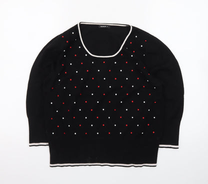 Roman Women’s Black Polka Dot Beaded Pullover Jumper Size 16