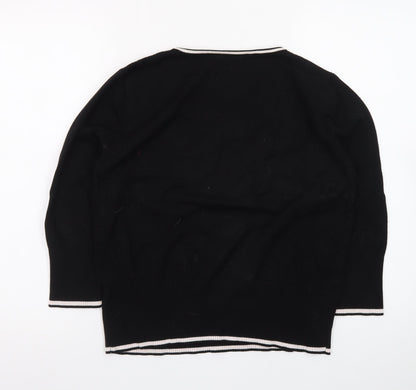 Roman Women’s Black Polka Dot Beaded Pullover Jumper Size 16