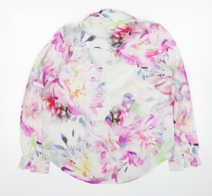 Pure Collection Women's Multicoloured Floral Silk Blouse UK 12