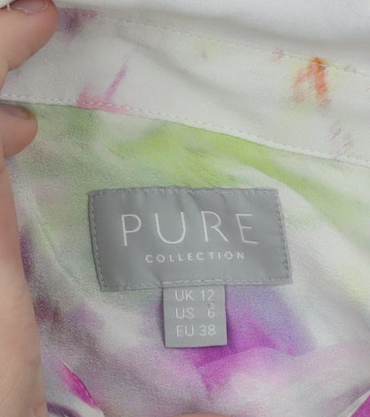 Pure Collection Women's Multicoloured Floral Silk Blouse UK 12