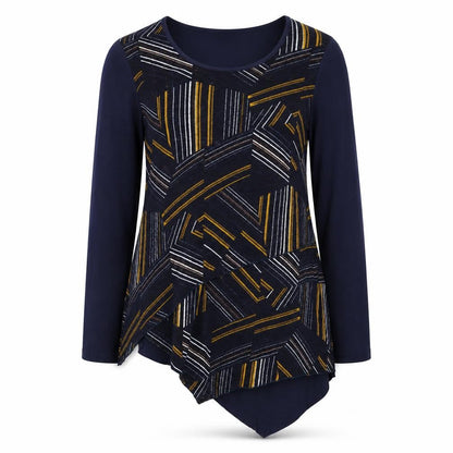 Quiz Women’s Blue Geometric Long Sleeve Tunic Jumper Size 8