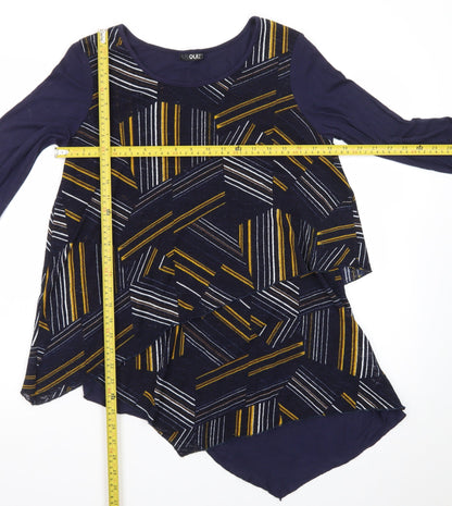 Quiz Women’s Blue Geometric Long Sleeve Tunic Jumper Size 8