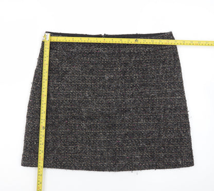 Jigsaw Women Grey Tweed Wool Blend Short Pencil Skirt Size 12