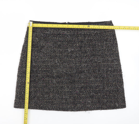 Jigsaw Women Grey Tweed Wool Blend Short Pencil Skirt Size 12