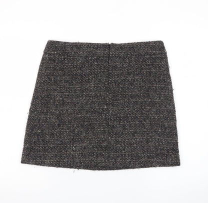 Jigsaw Women Grey Tweed Wool Blend Short Pencil Skirt Size 12