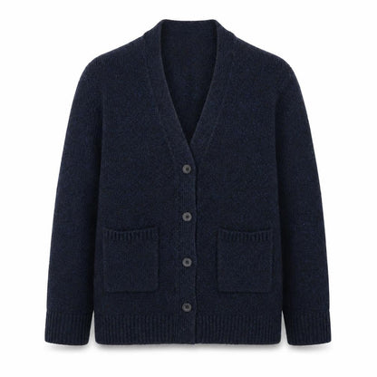 Uniqlo Women Blue Wool Blend V-Neck Button Cardigan M