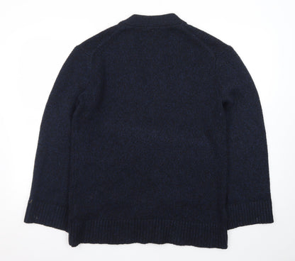 Uniqlo Women Blue Wool Blend V-Neck Button Cardigan M