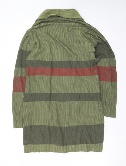 Marks and Spencer Per Una Women Green Striped Long Cardigan Size 14