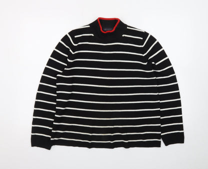 Marks and Spencer Women’s Black Striped Mock Neck Jumper Size 14