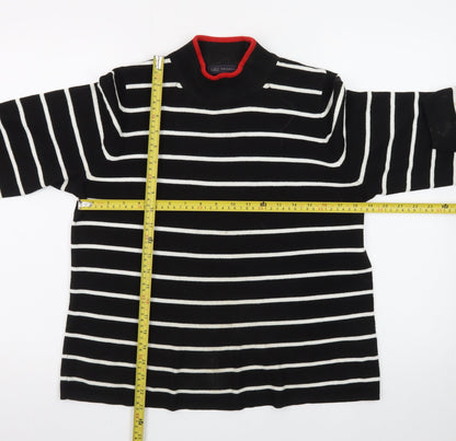 Marks and Spencer Women’s Black Striped Mock Neck Jumper Size 14