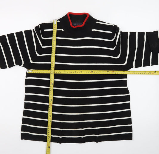 Marks and Spencer Women’s Black Striped Mock Neck Jumper Size 14