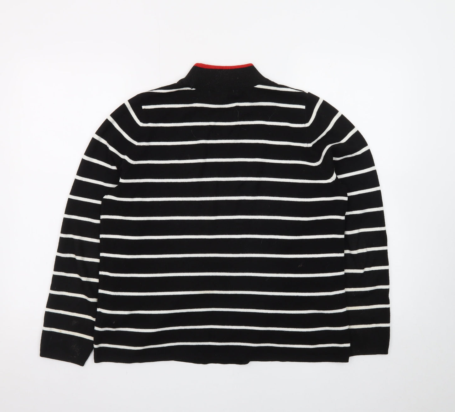 Marks and Spencer Women’s Black Striped Mock Neck Jumper Size 14