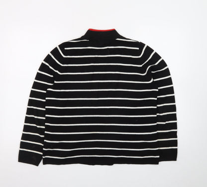 Marks and Spencer Women’s Black Striped Mock Neck Jumper Size 14