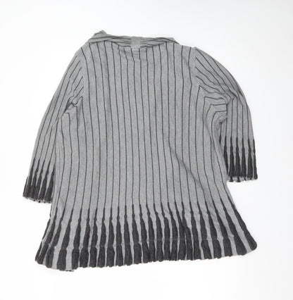 Marks and Spencer Per Una Grey Striped Knit Cardigan Womens Size 20