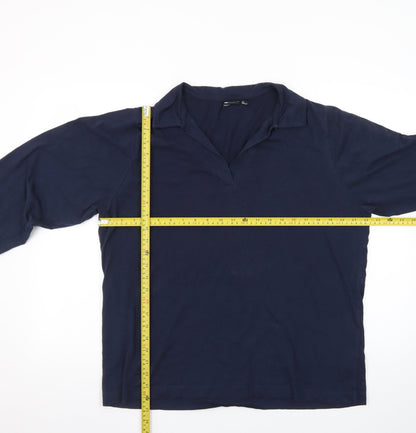 ASOS Women’s Blue Cotton Henley Collared Long Sleeve Jumper Size S