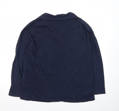 ASOS Women’s Blue Cotton Henley Collared Long Sleeve Jumper Size S
