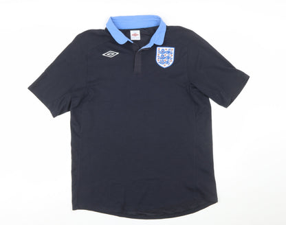 Umbro Men's Black England Football Polo Shirt XL