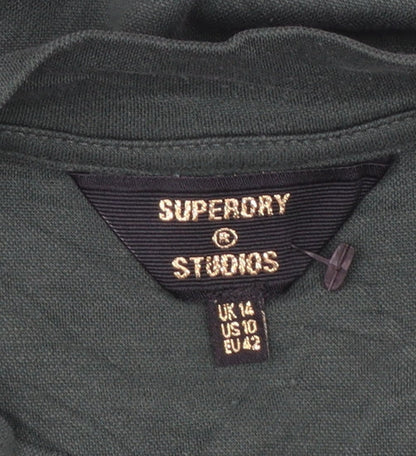 Superdry Women Green Size 14 T-Shirt Dress Casual Jersey Cotton
