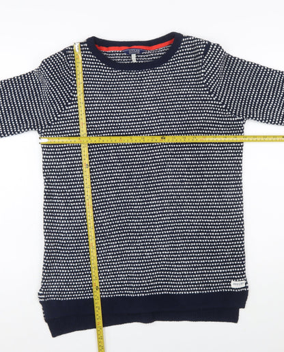 Joules Women Navy White Knit Pullover Jumper UK 10 Polyester Crew Neck