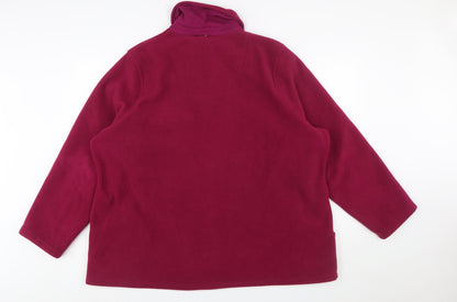 Marks and Spencer Womens Red Fleece Zip Jacket Size 24