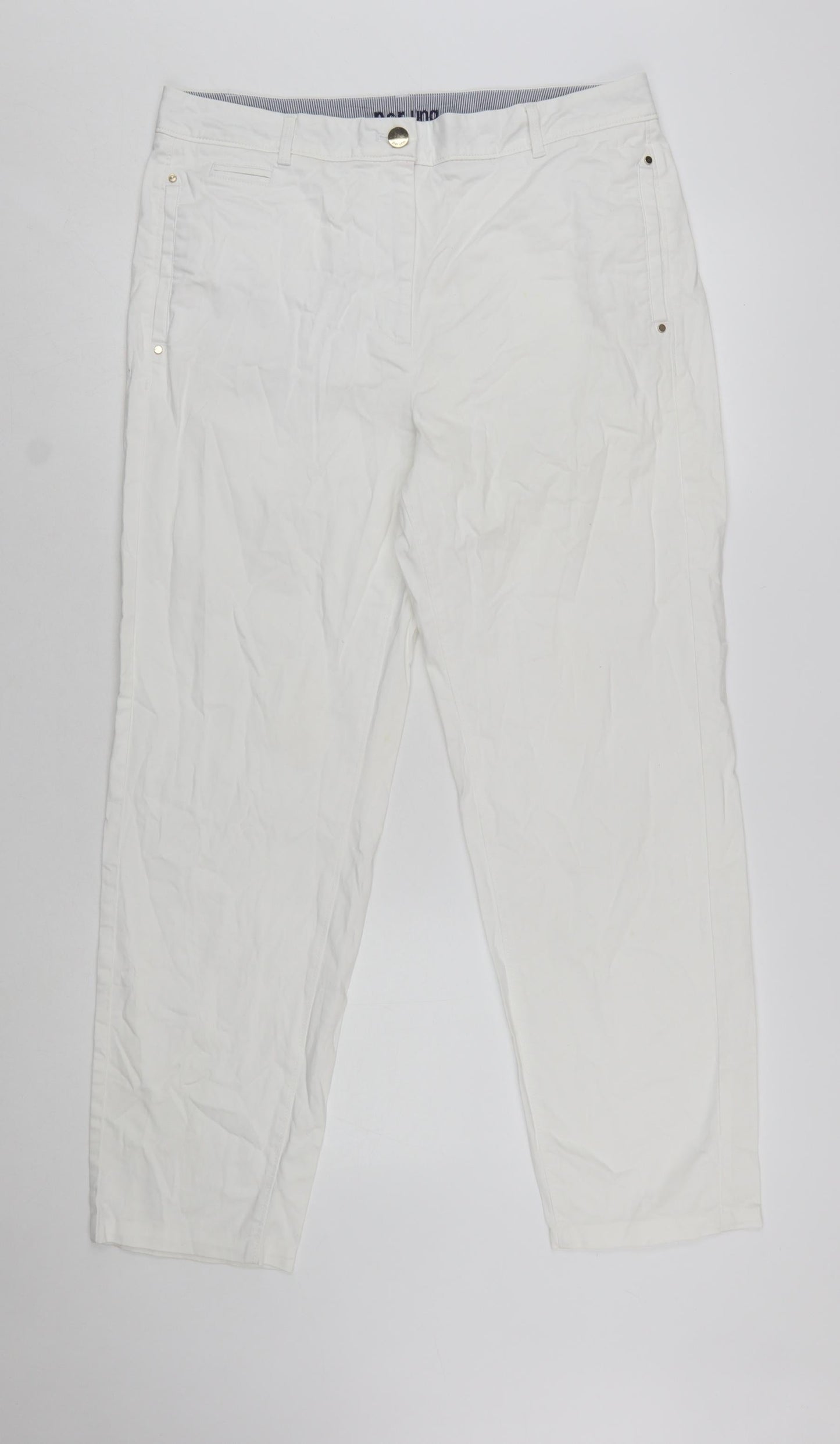Marks and Spencer Women’s White Chino Trousers Size 14 Stretch Cotton Blend