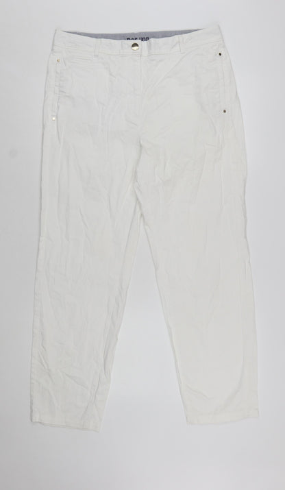 Marks and Spencer Women’s White Chino Trousers Size 14 Stretch Cotton Blend