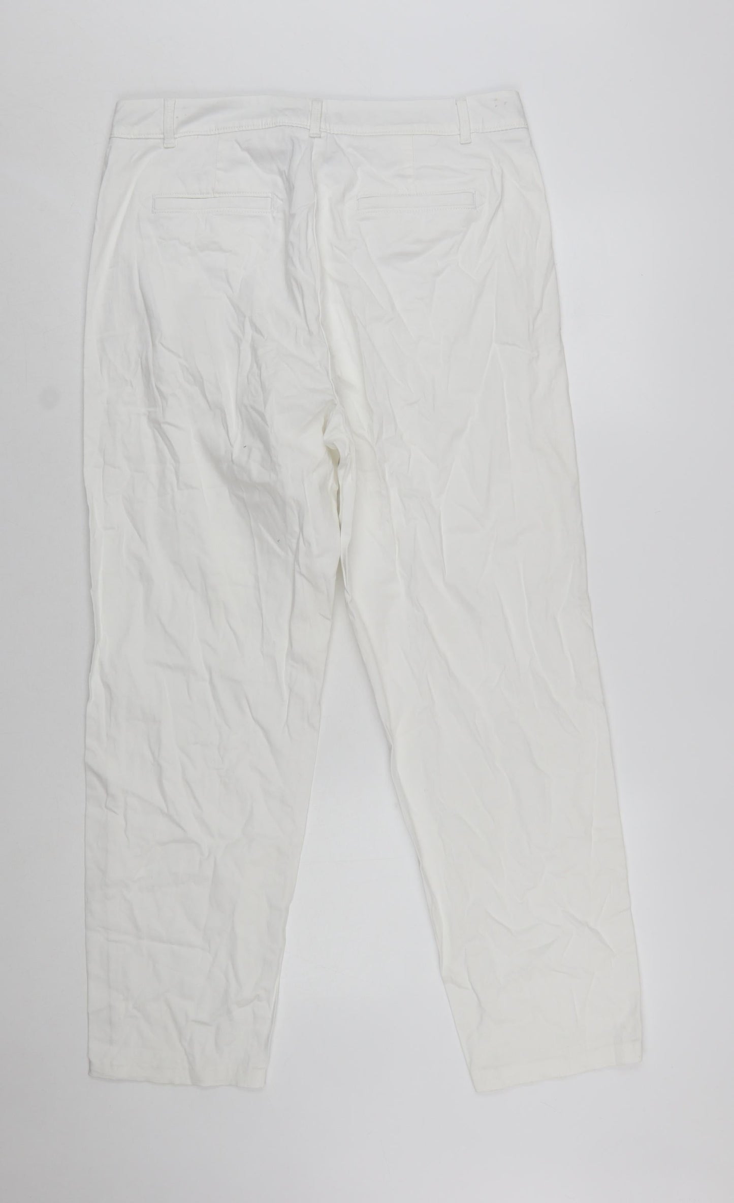 Marks and Spencer Women’s White Chino Trousers Size 14 Stretch Cotton Blend