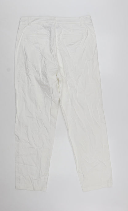 Marks and Spencer Women’s White Chino Trousers Size 14 Stretch Cotton Blend