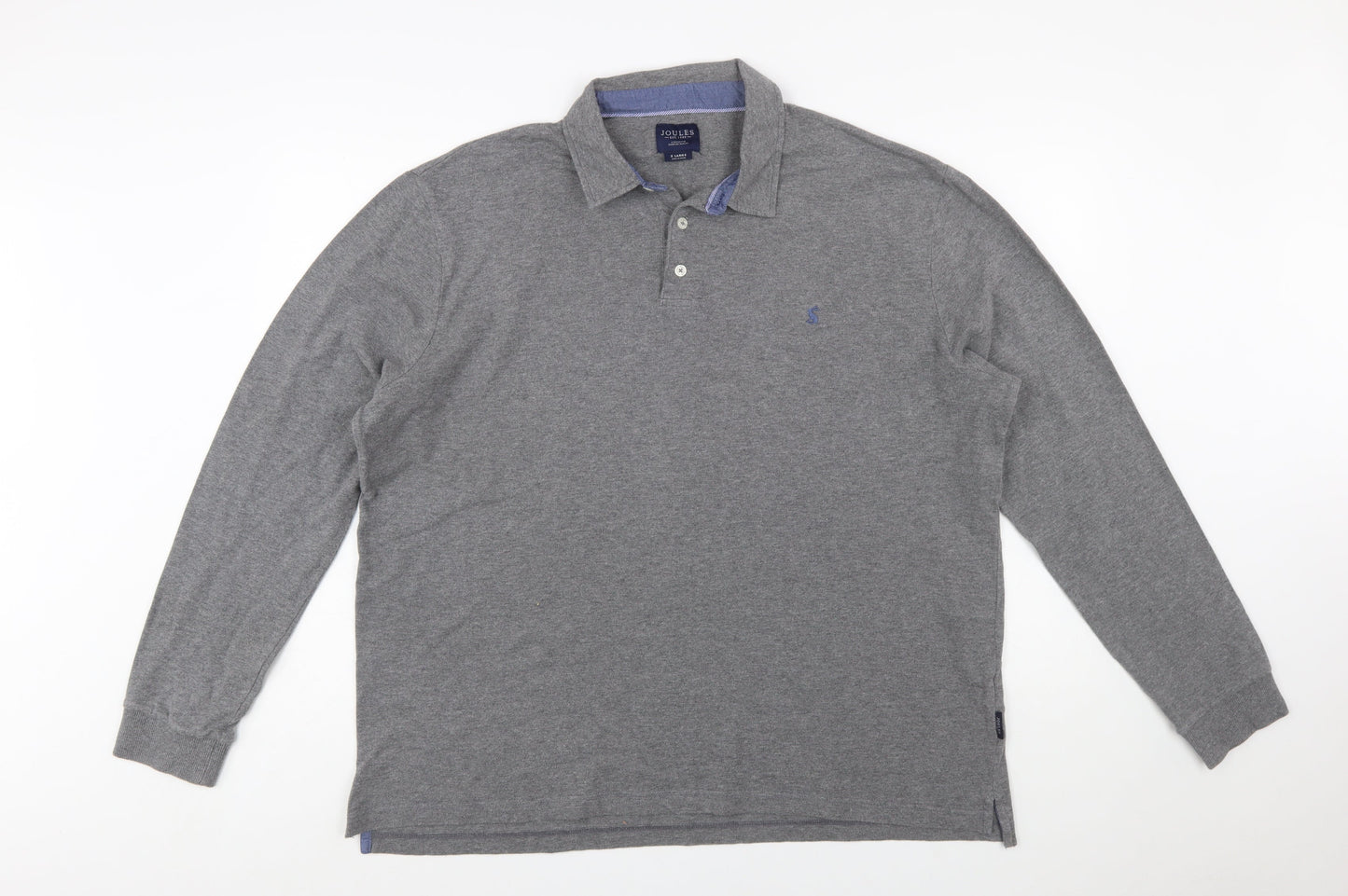 Joules Men's Grey Long Sleeve Cotton Polo Shirt XL