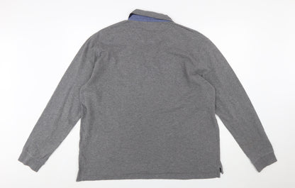 Joules Men's Grey Long Sleeve Cotton Polo Shirt XL