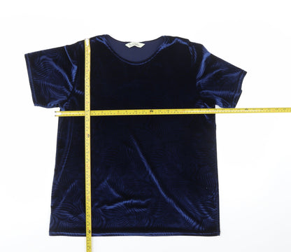 Isabelle Women’s Blue Velvet Short Sleeve Basic T-Shirt Size 10