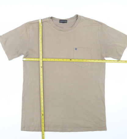 BASLÄGER Men's Beige Cotton Crew Neck Short Sleeve T-Shirt L