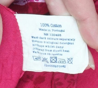 Jack Wills Women's Pink Floral Crew Neck Cotton T-Shirt Size 6