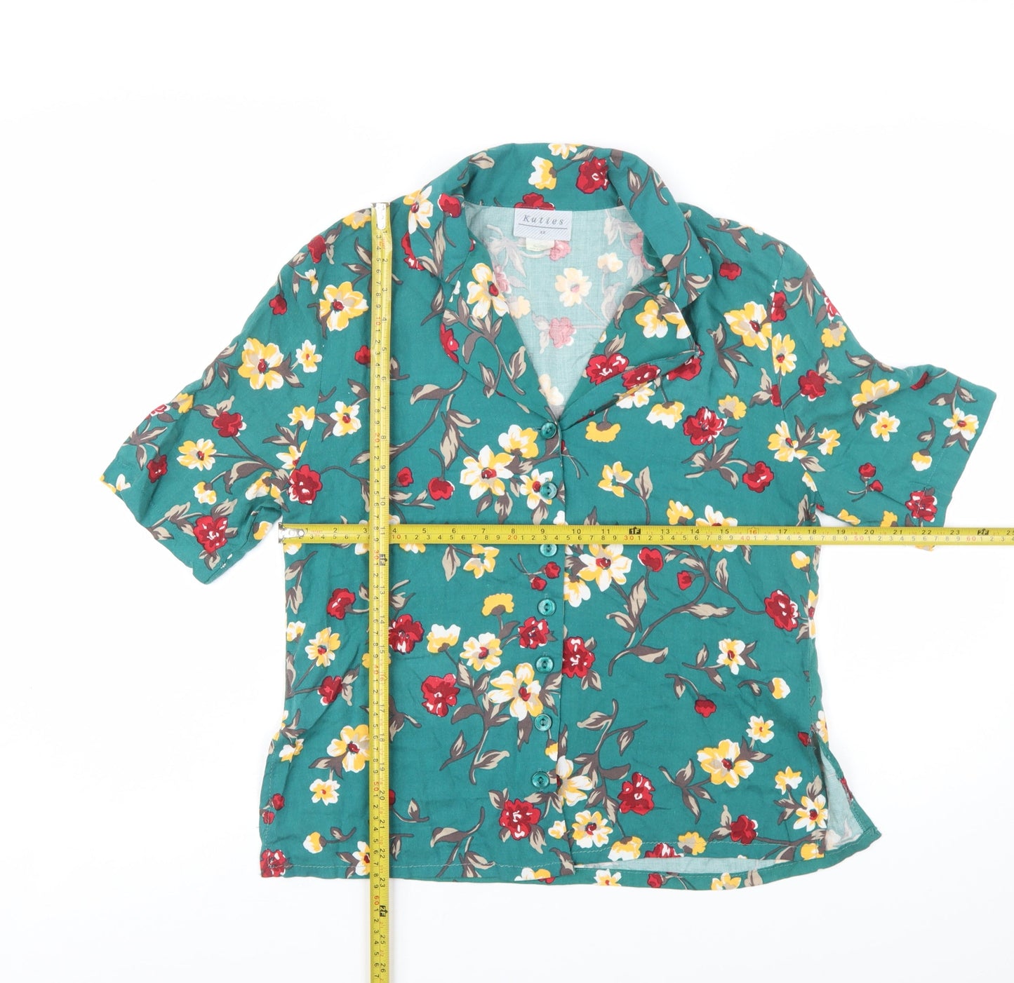 Katies Womens Multicoloured Floral Cotton Short Sleeve Blouse Size 12